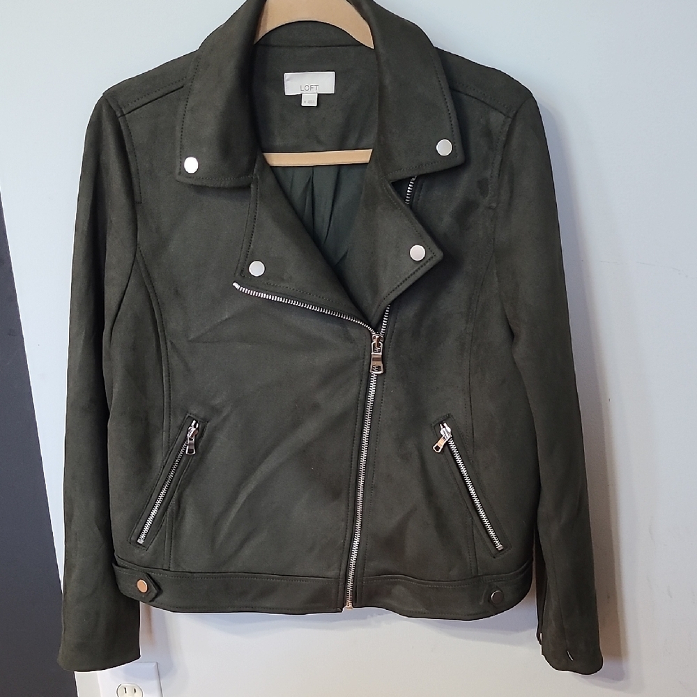 LOFT Dark Green Leather Jacket
